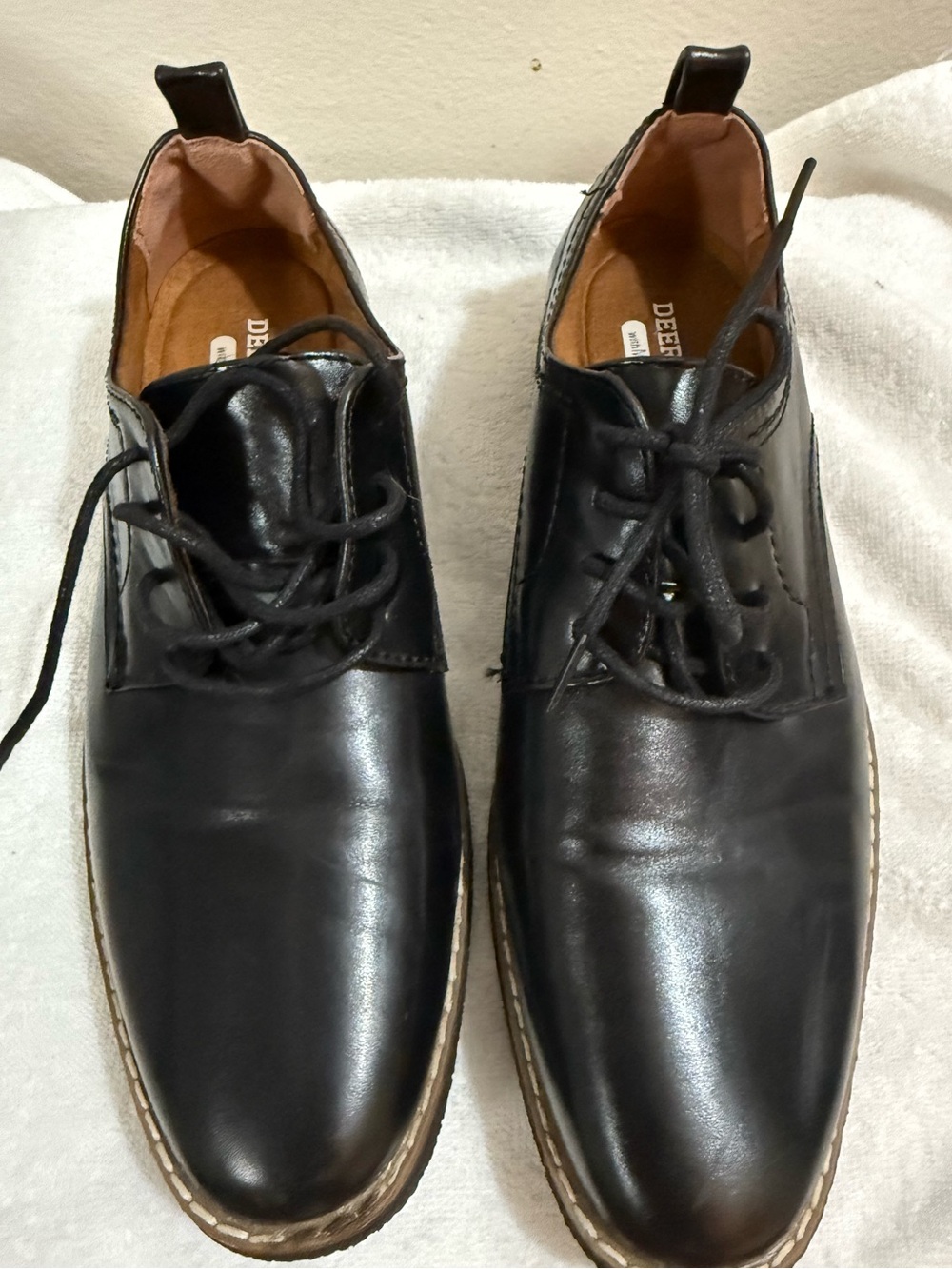 Boys Deer Stags Black Leather Lace-Up Derby Shoes